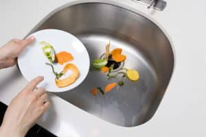 food scraps in the kitchen sink